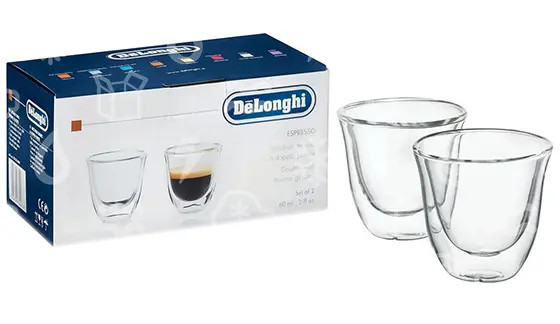 skleničky na espresso DeLonghi, termo, 60ml, sada 2ks